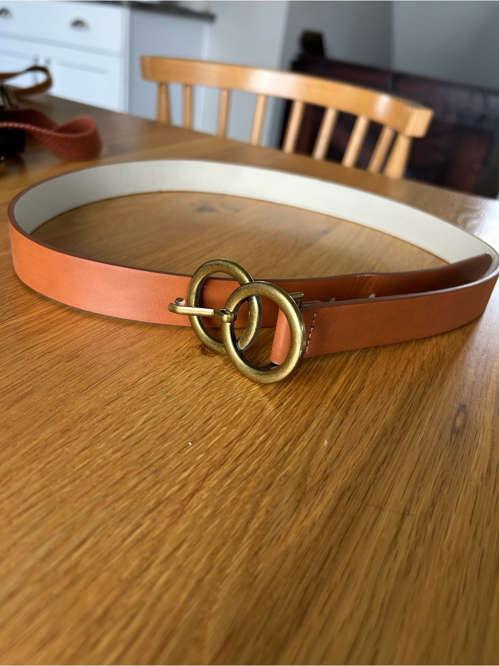 Universal Thread brown/camel Leather Belt with Antiqued Gold Double Rings